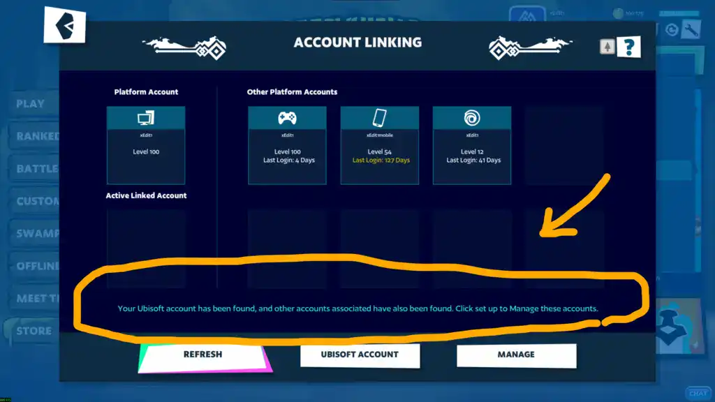 Screenshot of Ubisoft account linking interface for console players.